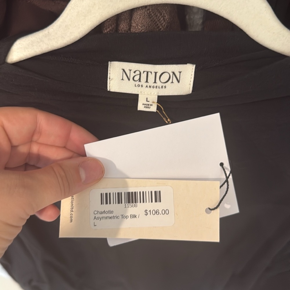 Nation Brand Black Women's Asymmetrical Top - Picture 2 of 2